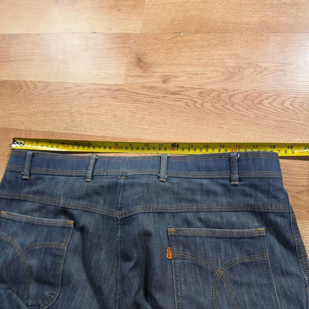 Vintage Levis Jeans Men 36x32 Blue Orange Tab Wide Leg Scovill Zip Pants 70s